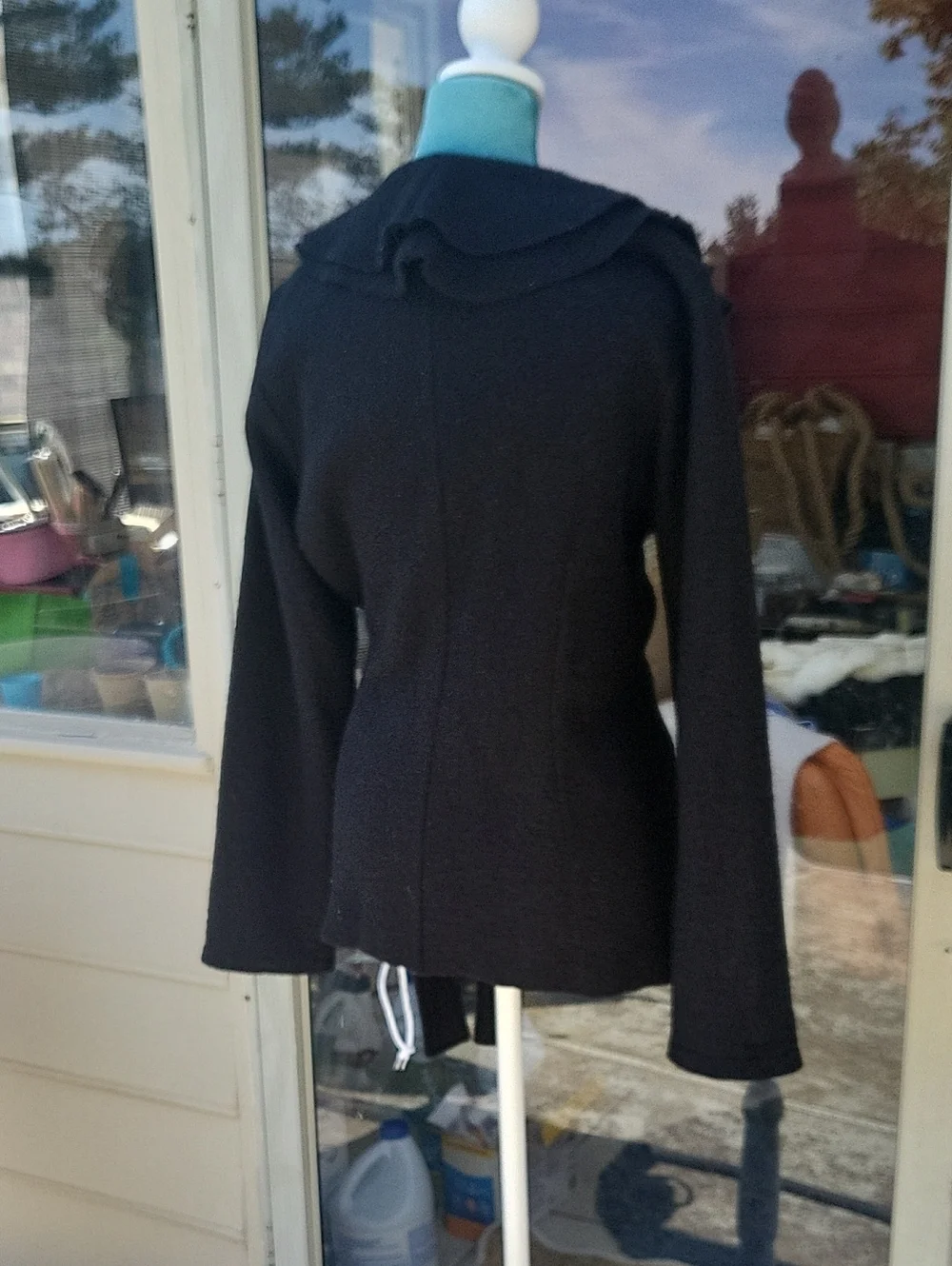 Black Ruffle Front Knit Cardigan - Picture 4 of 5